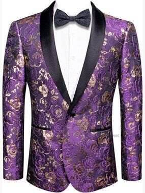 Slim Fit Blazer Shawl Lapel One Button Long Sleeve Tuxedo Jacket